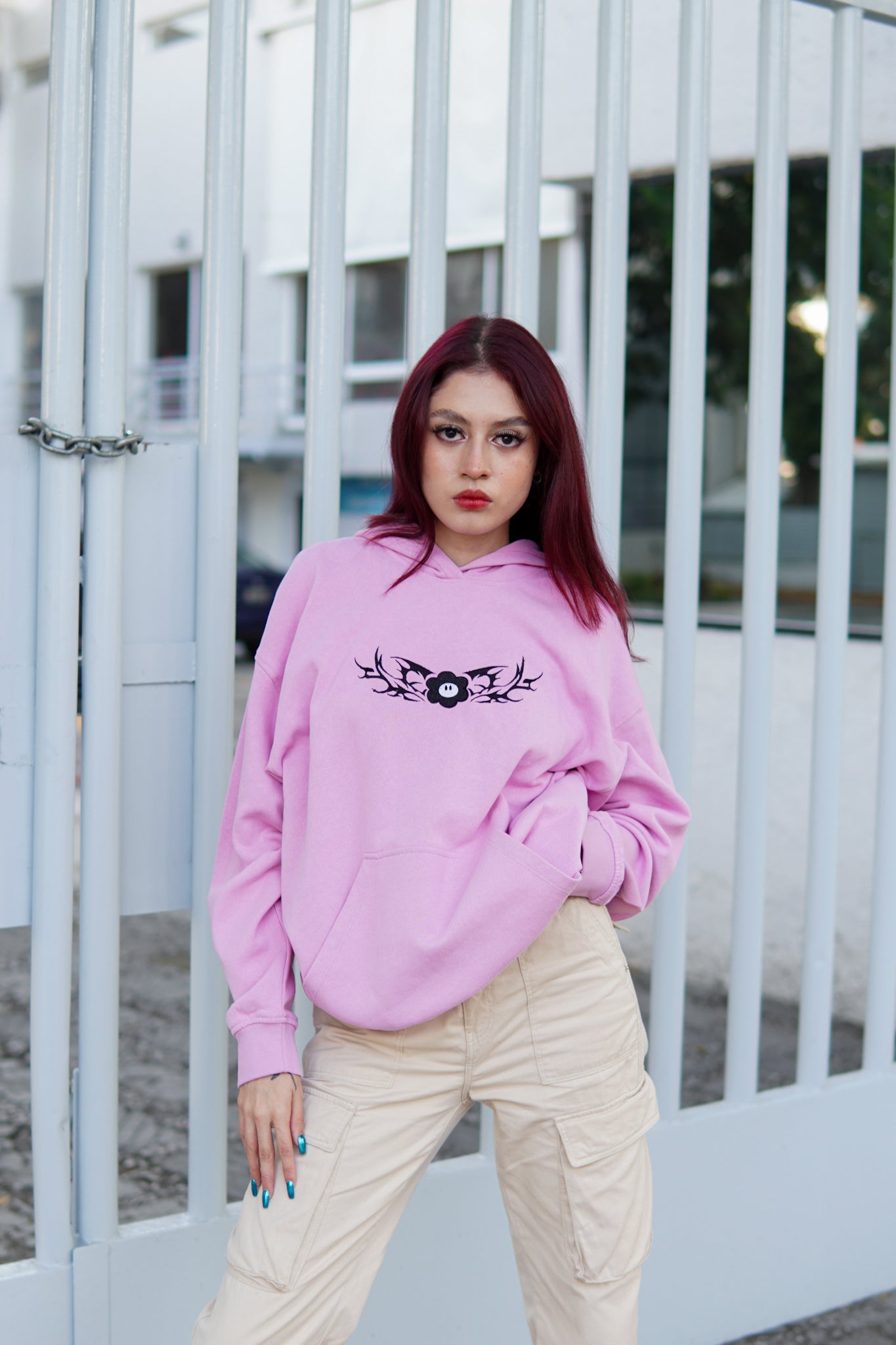 MEDIEVAL STAMP HOODIE PINK BABY