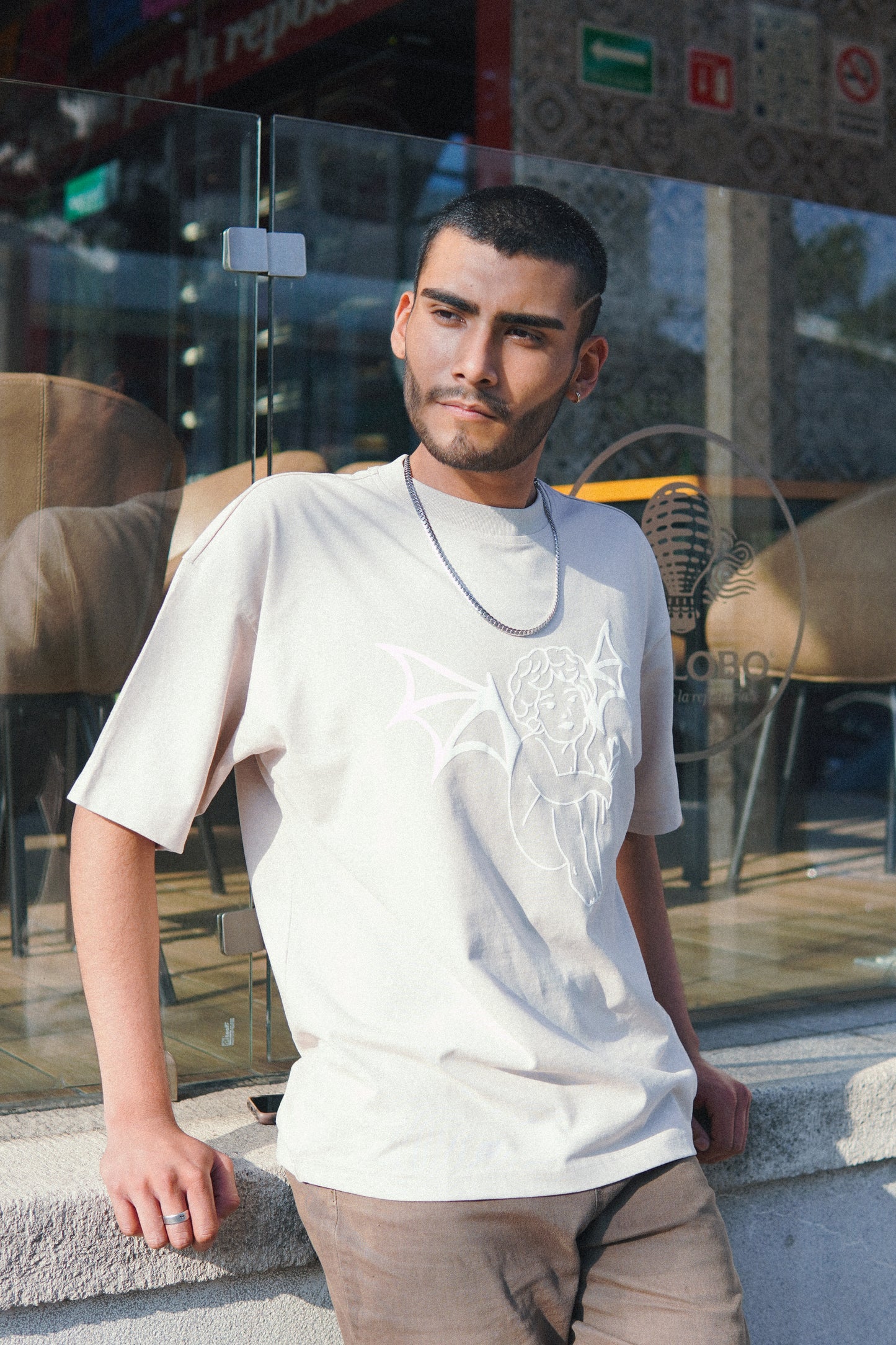 ANGEL CAIDO T-SHIRT OVERSIZED BEIGE