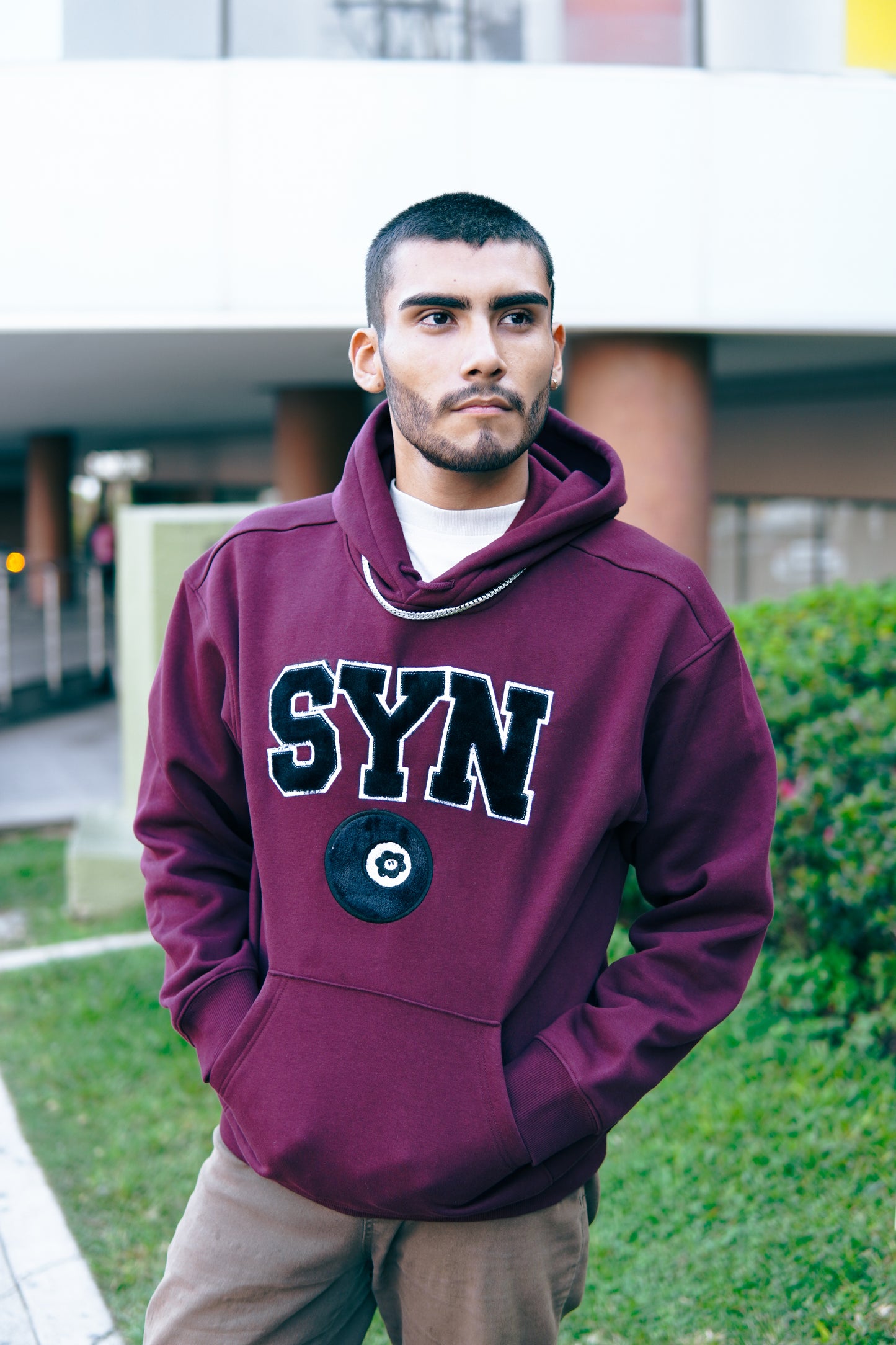 SYN LOGO HOODIE BURGUNDY